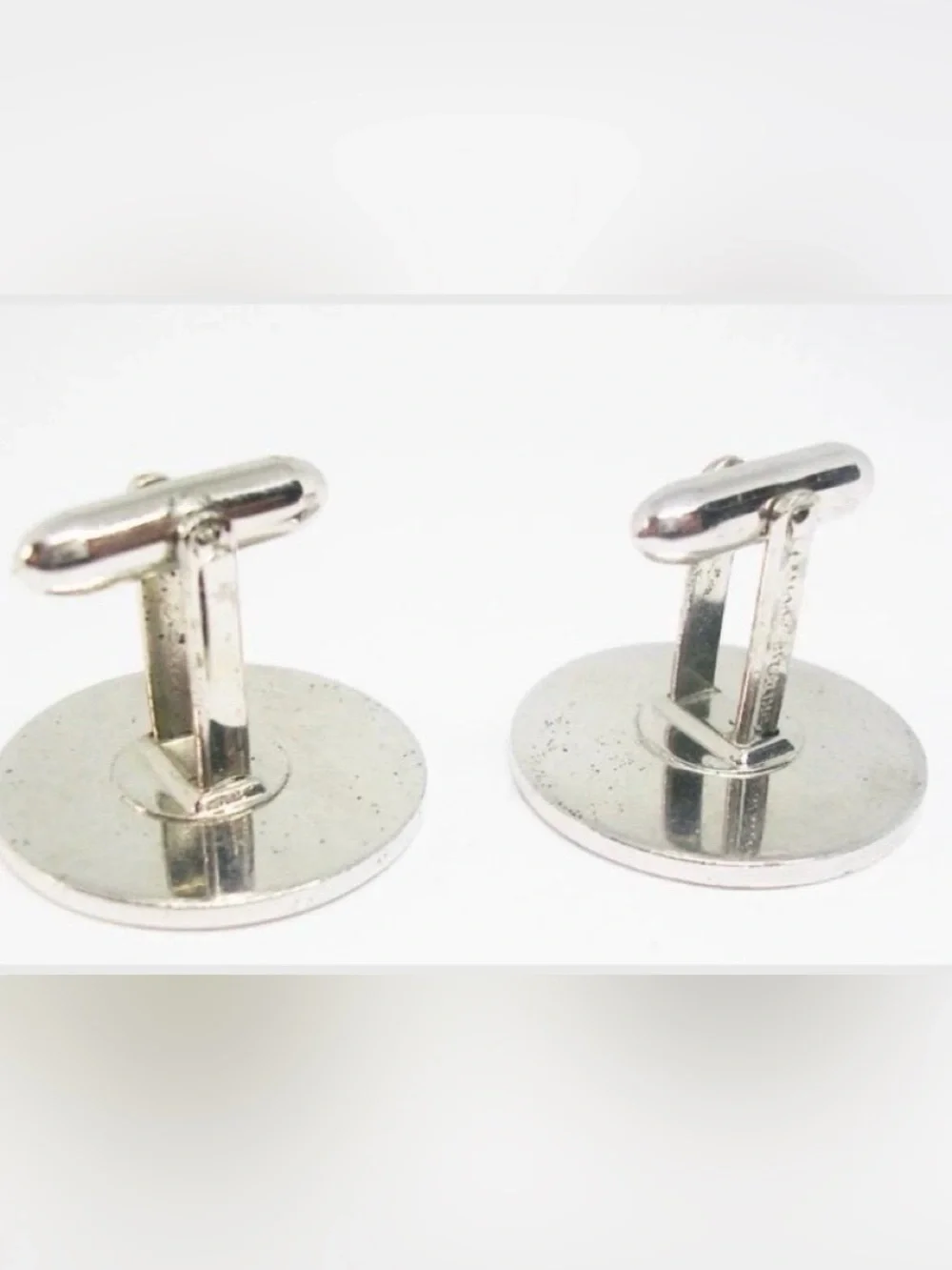 Vintage La Mode Sterling Silver Cufflinks Tie Tac Set | Black Enamel Modernist